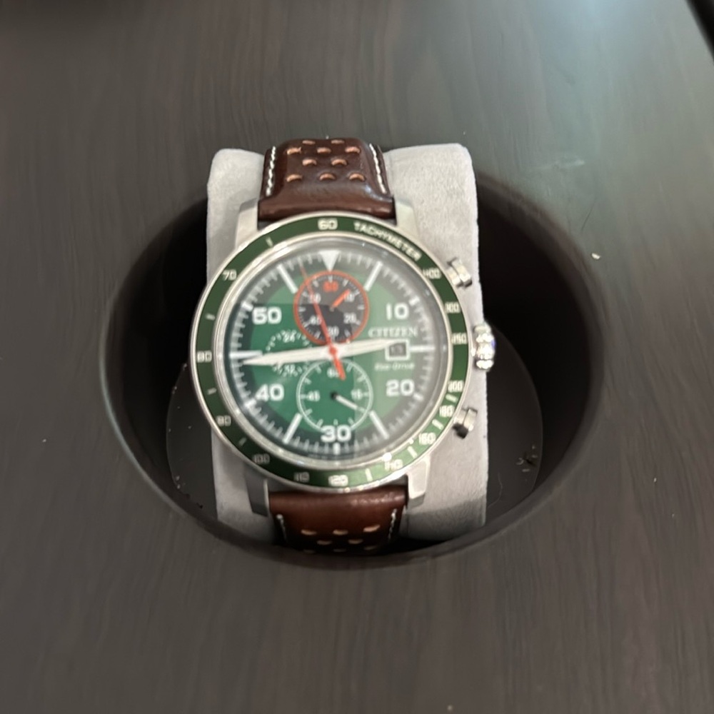 Citizen Dark Brown Leather Strap with Silver Buckle